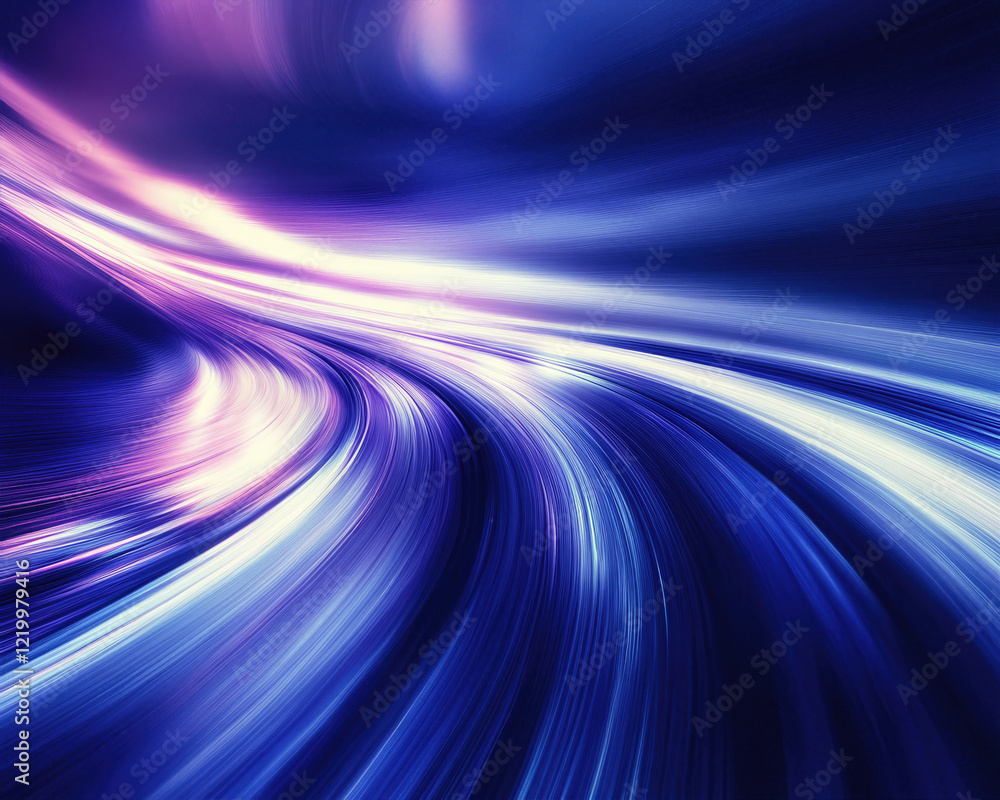 Fototapeta premium Vibrant Abstract Illustration of a Dynamic Curved Pathway in Glowing Blue and Purple Hues