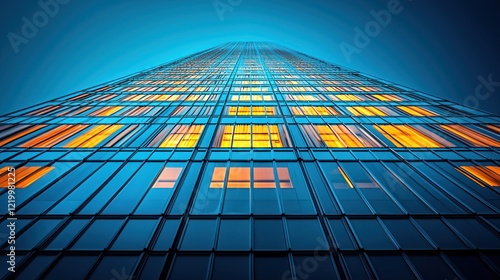 Illuminated Skyscraper at Night  A Stunning Architectural Marvel