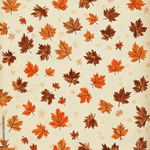 Autumn Leaves Falling Pattern in Warm Tones for Seasonal Background