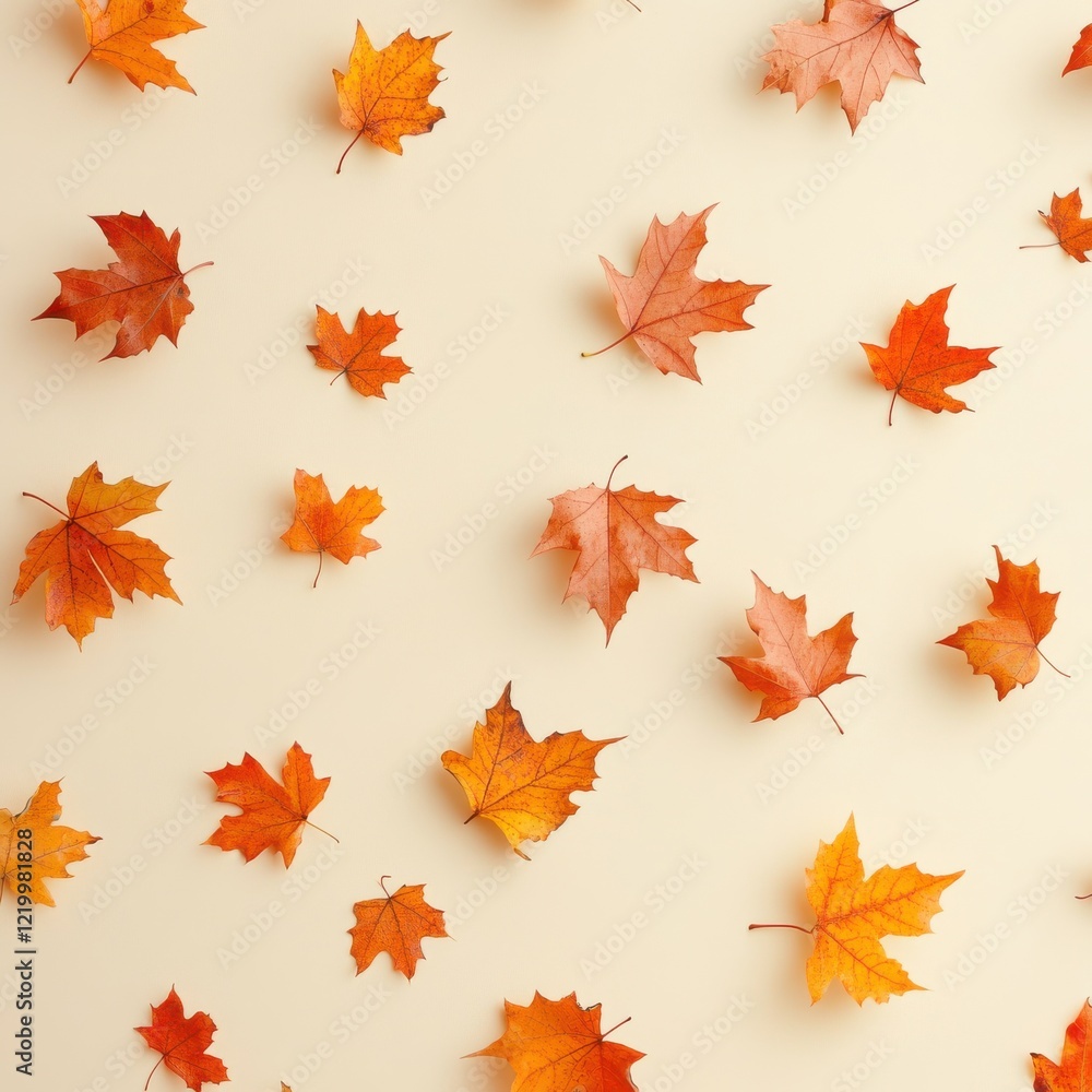 Vibrant Autumnal Maple Leaves Forming Elegant Decorative Pattern Vibrant Autumnal Maple Leaves Forming Elegant Decorative Pattern