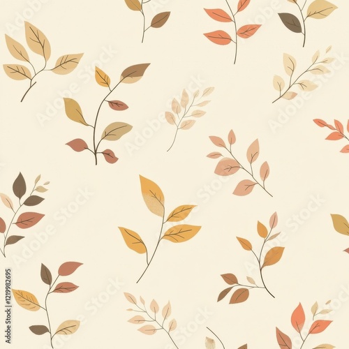 Wallpaper Mural Elegant Autumn Foliage Botanical Pattern Decorative Background Torontodigital.ca