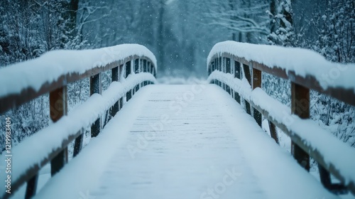 Wallpaper Mural A bridge covered in snow with a wooden railing Torontodigital.ca