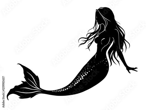 silhouette of a mermaid