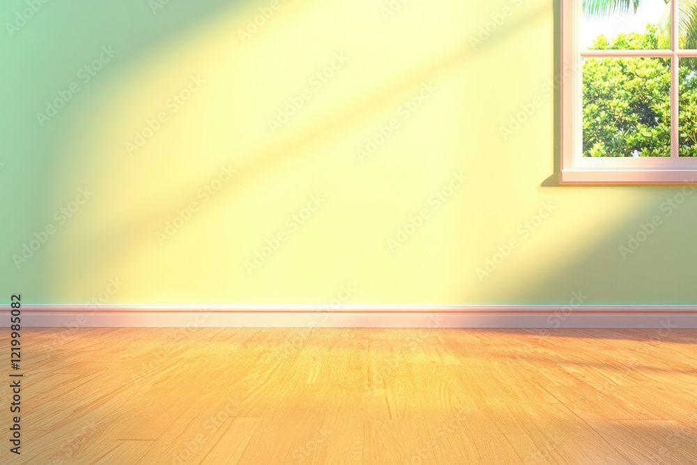 Interior view of a room featuring a window and wooden flooring with natural light streaming in Interior view of a room featuring a window and wooden flooring with natural light streaming in