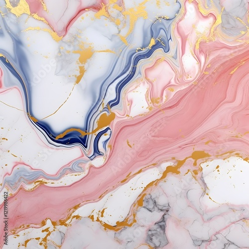 Wallpaper Mural Pink, Blue, and Gold Abstract Fluid Painting Torontodigital.ca