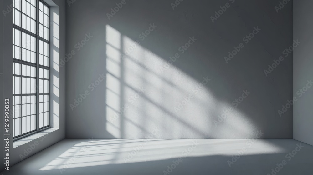 Sunlit Empty Room Corner with Large Window, Minimalist Interior Design Sunlit Empty Room Corner with Large Window, Minimalist Interior Design