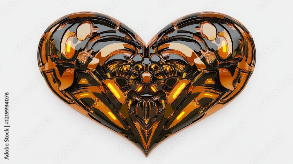 Abstract Metallic Heart Glowing Orange and Black Design Abstract Metallic Heart Glowing Orange and Black Design