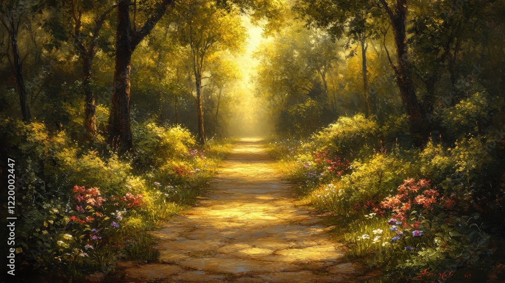 Fototapeta premium Enchanting Mystical Forest: Oil Painting with High Contrast