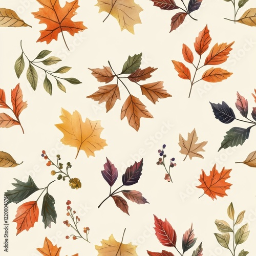 Autumnal Leaves Texture and Pattern on Vintage Style Background