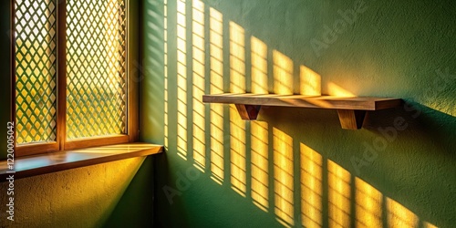 Sunlit Wall Ledge: Architectural Shadows, Geometric Light, Portrait Photography photo