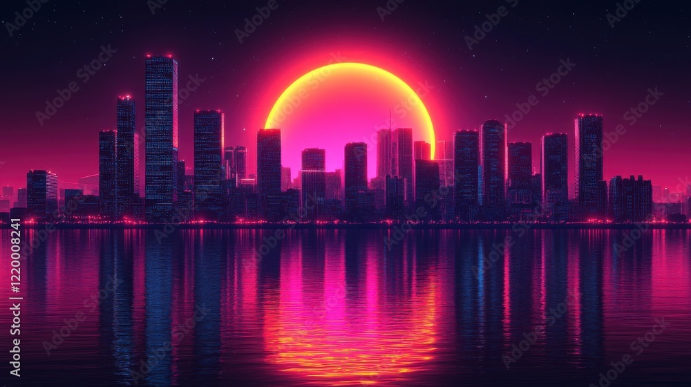 Neon Dreams: Futuristic Cityscape with Minimal Noise Neon Dreams: Futuristic Cityscape with Minimal Noise