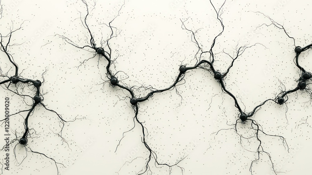 Fototapeta premium Neural network abstract art; white background; science design