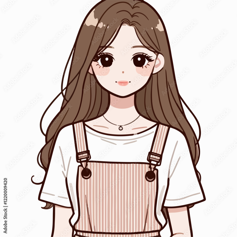 Korean style female cartoon vector illustration Korean style female cartoon vector illustration
