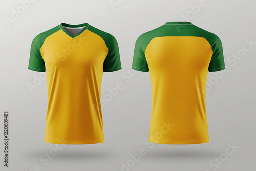 yellow and green jersey template for team clubs, jersey sport, front and back, Tshirt mockup sports jersey template design for football soccer, racing, gaming, sports jersey photo