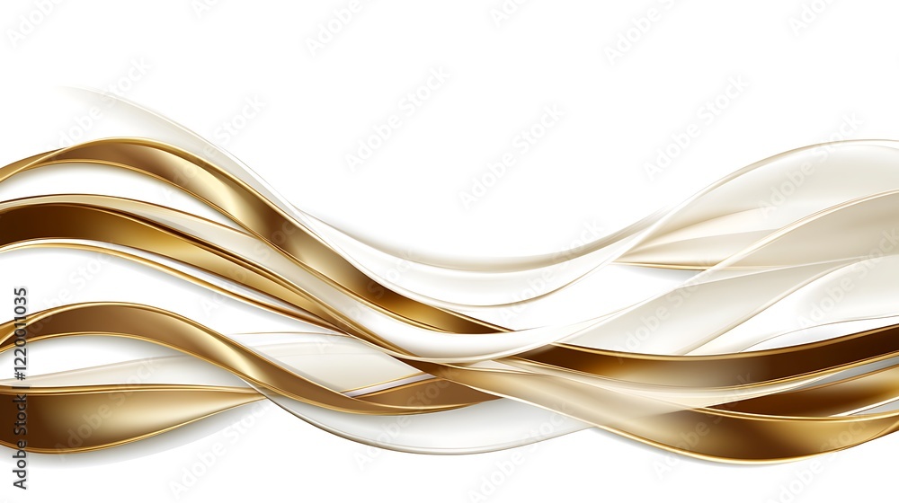 Obraz premium Elegant Golden and White Abstract Waves Design