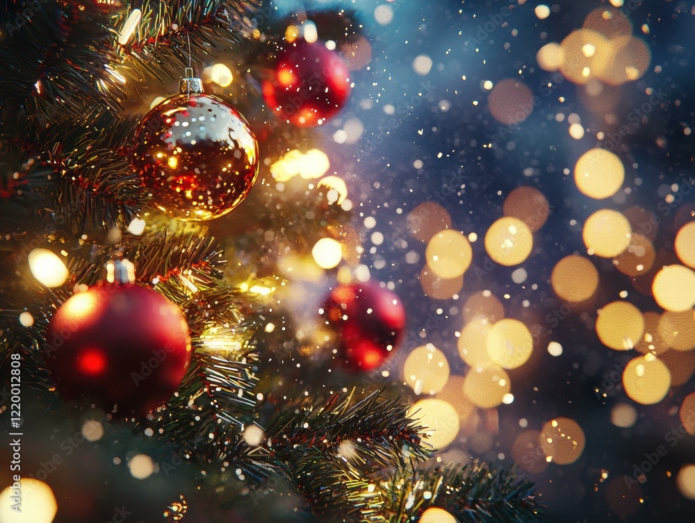 Festive Christmas tree with gifts and lights. AI. Festive Christmas tree with gifts and lights. AI.