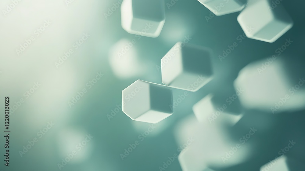 Abstract White Hexagonal Forms Falling Softly Abstract White Hexagonal Forms Falling Softly