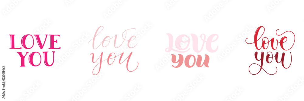 Set of Valentine's Day Calligraphy. Elegant Happy Valentine's Design. Set of Valentine's Day Calligraphy. Elegant Happy Valentine's Design.