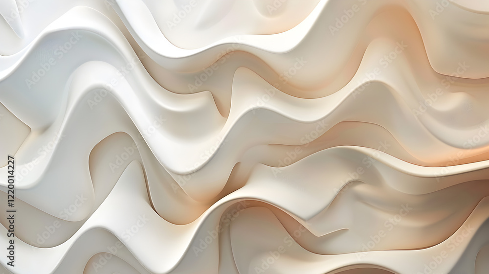 Fototapeta premium Abstract wavy texture in soft cream tones, creating a fluid and modern visual effect.
