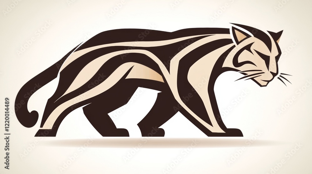 Fototapeta premium Abstract Stylized Big Cat Walking Design