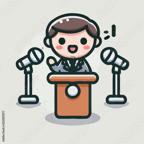vector illustration of cartoon person giving a speech
