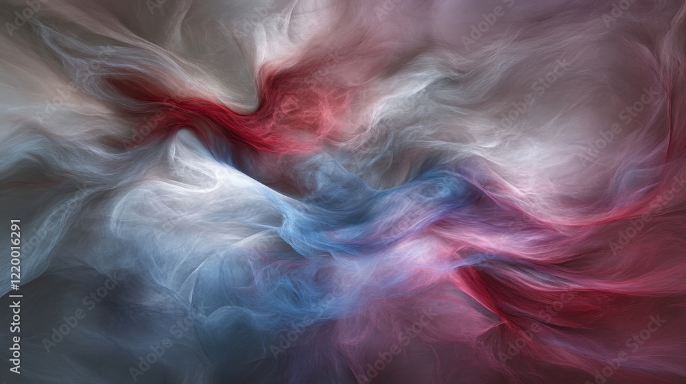 Fototapeta premium Abstract Swirling Nebula Colorscape in Red Blue and White