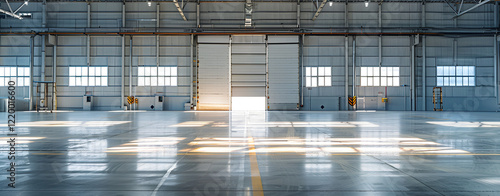 Large Warehouse with Bright Light Coming from It
 photo