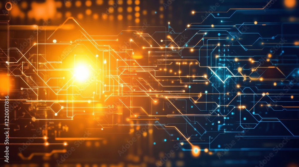 Obraz premium Futuristic Circuitry Design with Bright Light Effects