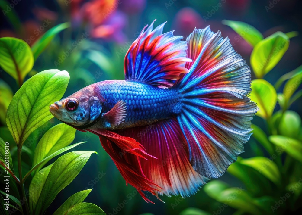 Fototapeta premium Stunning Betta Fish Photography: Rule of Thirds Composition, Vibrant Colors, Aquatic Life
