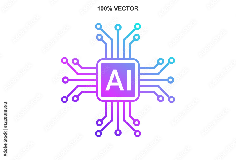 AI Processor vector icon for websites and mobile minimalistic flat design. Vector template AI Processor vector icon for websites and mobile minimalistic flat design. Vector template