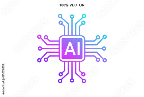 AI Processor vector icon for websites and mobile minimalistic flat design. Vector template