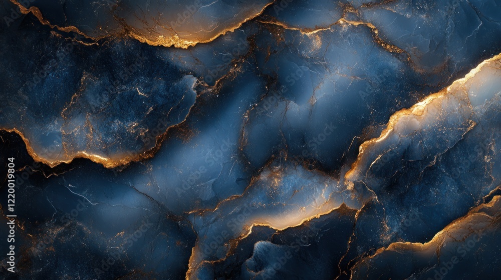 Fototapeta premium Blue and Gold Marble Texture with Luxury Veins for Elegant Interior Design and Architecture