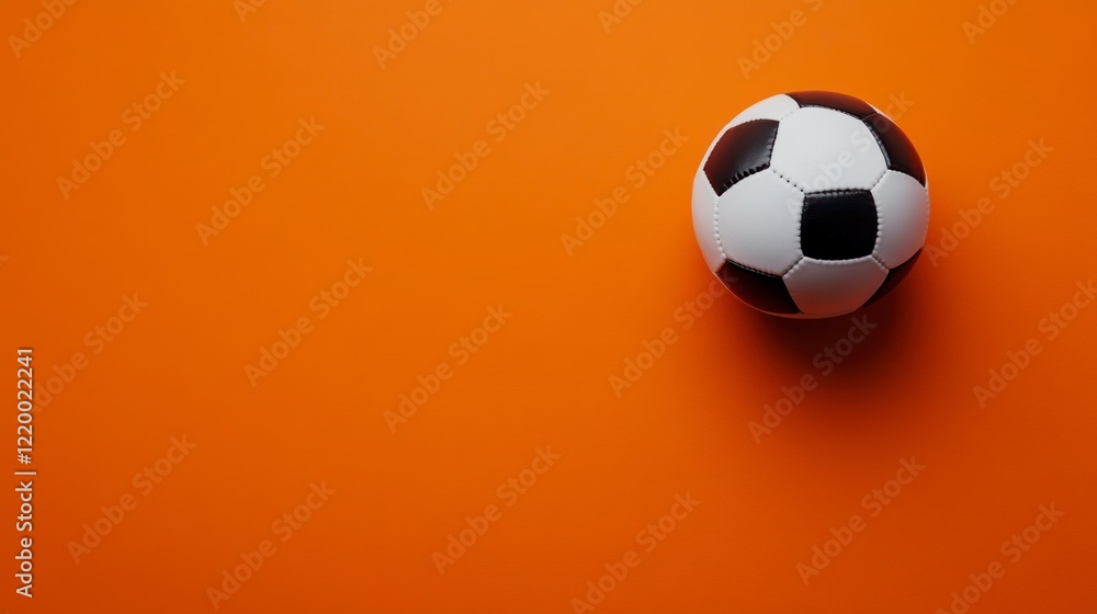 Fototapeta premium Photo of a soccer ball on an orange background, symbolizing the World Cup for football.