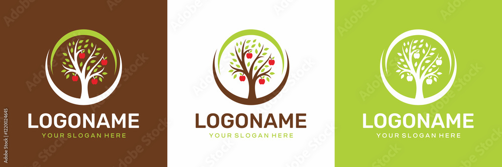 Obraz premium apple tree vector logo