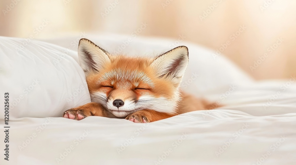 Adorable Fox Cub Napping Peacefully in Soft Bedding Adorable Fox Cub Napping Peacefully in Soft Bedding