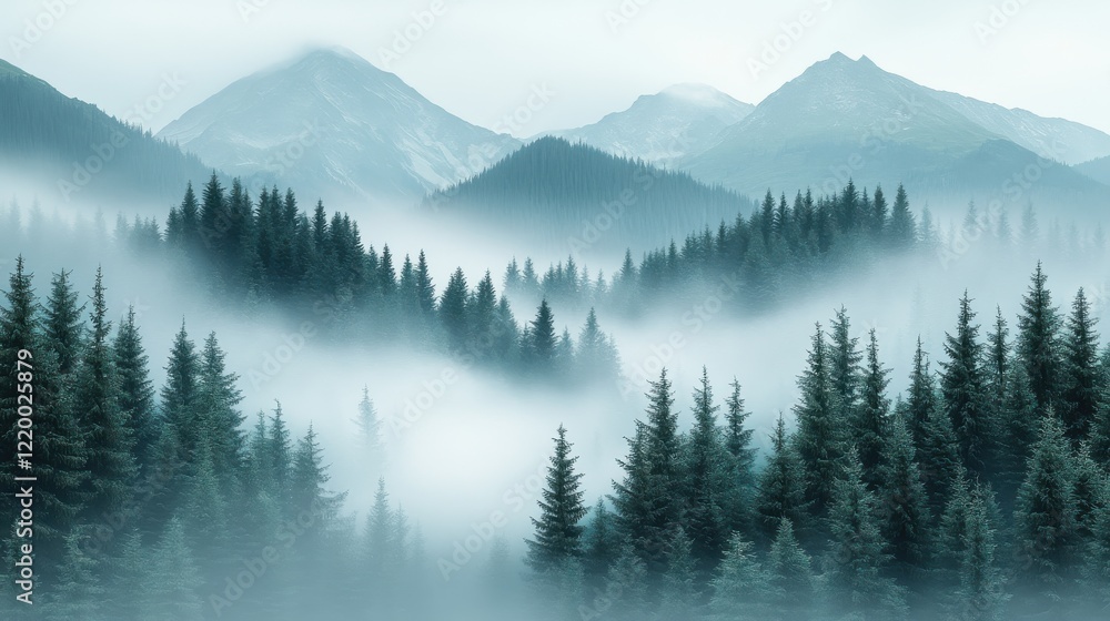 Enchanting Misty Forest - Serene 3D Rendering with Minimal Noise Enchanting Misty Forest - Serene 3D Rendering with Minimal Noise