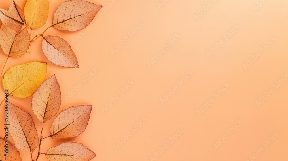 Fototapeta premium Festive Autumn Leaves in Orange and Yellow on a Soft Background