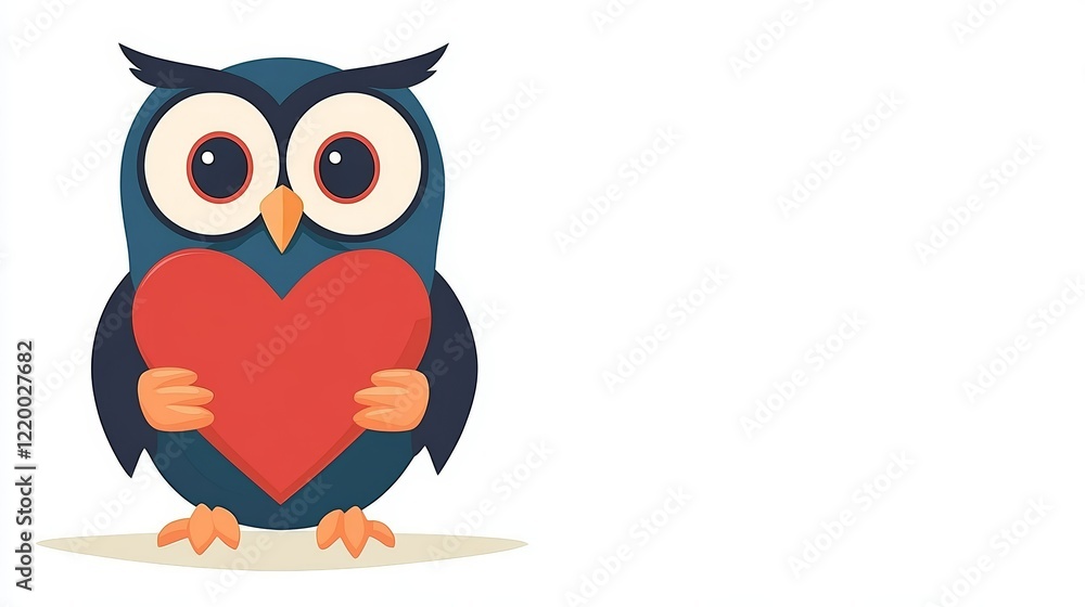 Adorable Owl Holding Heart, Valentine's Day Greeting Adorable Owl Holding Heart, Valentine's Day Greeting