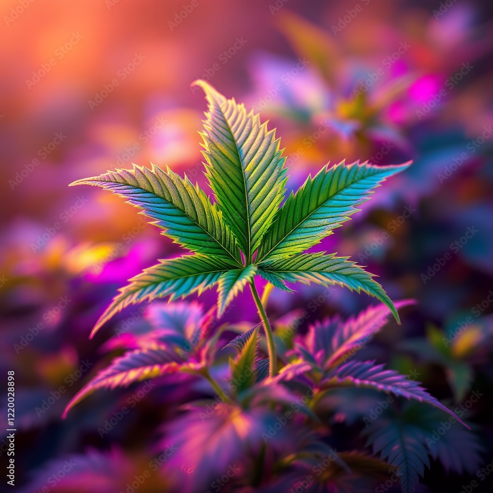 Vibrant Cannabis Leaf at Sunset Vibrant Cannabis Leaf at Sunset