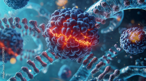 visualizing viral destruction through cell lysis: microscopic insights into cellular breakdown, apoptosis, necrosis, and immune response in biotechnology and molecular biology photo