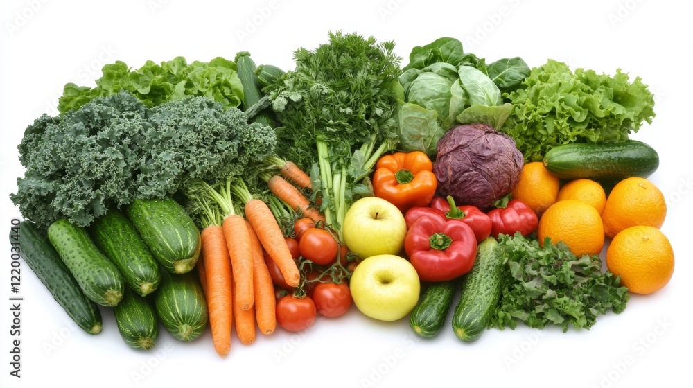 Vibrant Display of Fresh Leafy Greens and Colorful Vegetables Vibrant Display of Fresh Leafy Greens and Colorful Vegetables