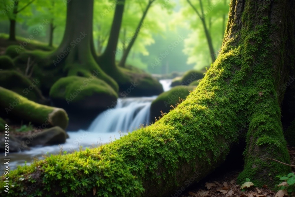 Moss and lichen on ancient tree trunks near Golitha Falls, landscape, forest, moss