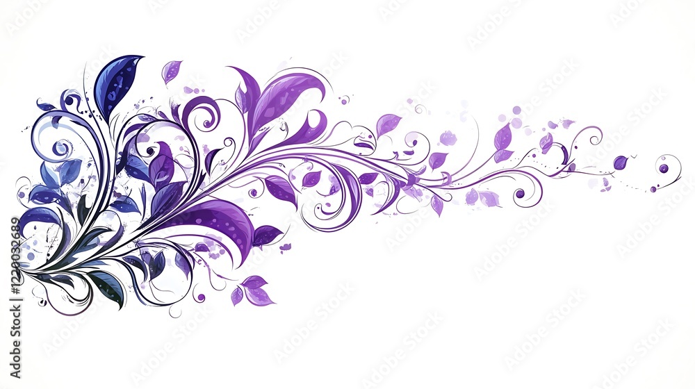 Abstract Purple Floral Design With Swirls And Leaves Abstract Purple Floral Design With Swirls And Leaves
