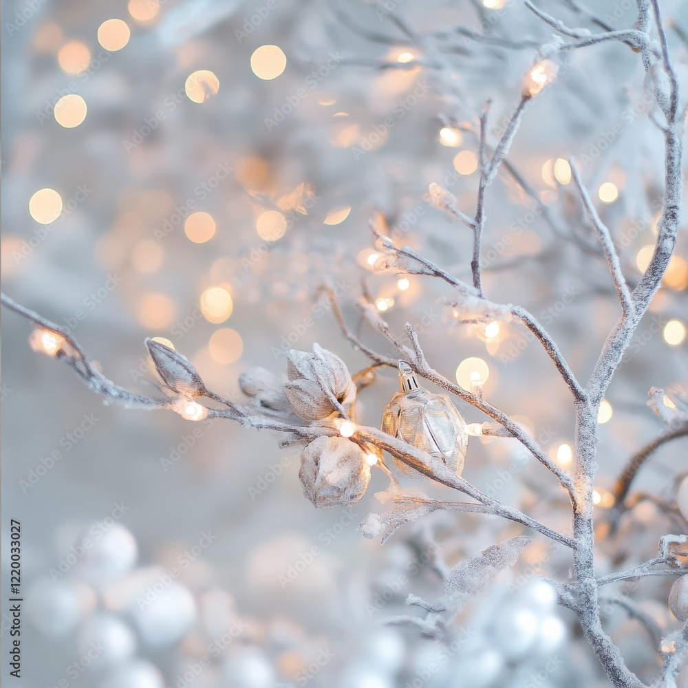 Enchanting Frozen Landscape of Sparkling Snow Covered Branches Enchanting Frozen Landscape of Sparkling Snow Covered Branches