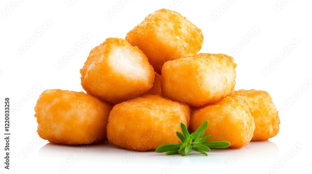 Tater Tots on white background. Generative AI Tater Tots on white background. Generative AI
