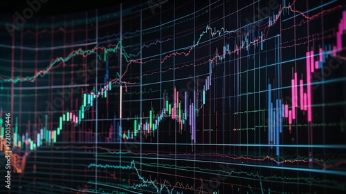 Forex and Stock Market Data with Colorful Diagrams