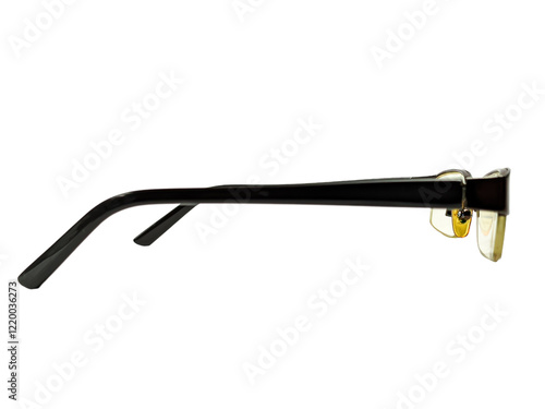 Old rectangle eyeglass frame isolated on white background