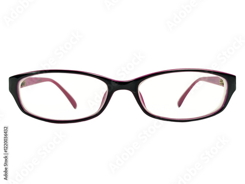 Fashionable rectangle eyeglass frame isolated on white background