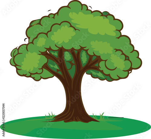 tree, nature, landscape, vector, summer, grass, leaf, spring, illustration, sky, plant, season, branch, environment, design, meadow, cartoon, forest, art, ecology, cloud, field, wood, trees, eco photo