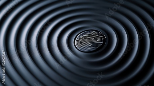 Abstract concentric circles, dark metal plate, detail, ripples in background photo